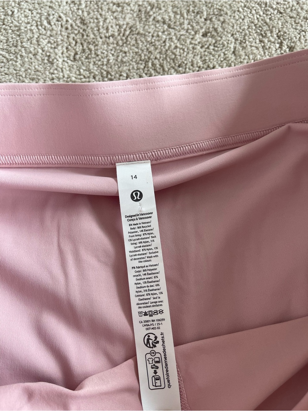 Lululemon Varsity High-Rise Pleated Tennis Skirt Pink Haze size 14 - Picture 12 of 15